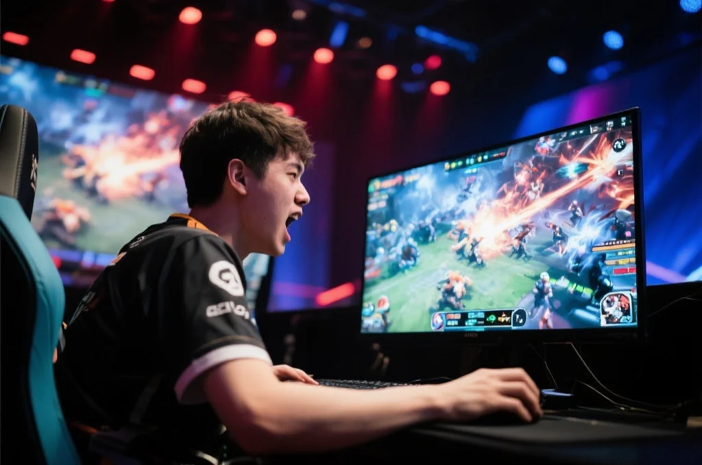 电竞选手比赛瞬间